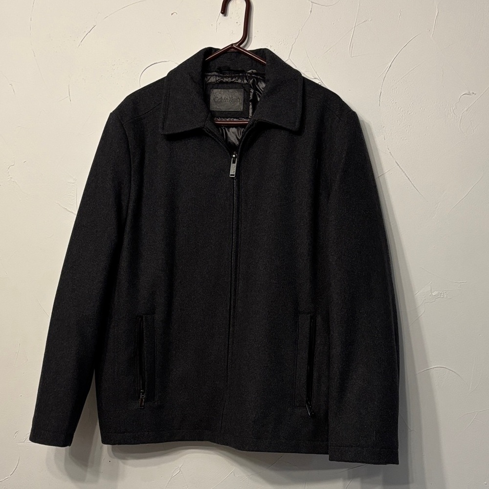 Calvin Klein Charcoal Wool Over Coat